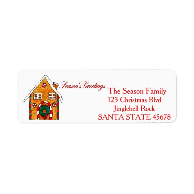 Gingerbread house  Season's Greetings Label (Front)