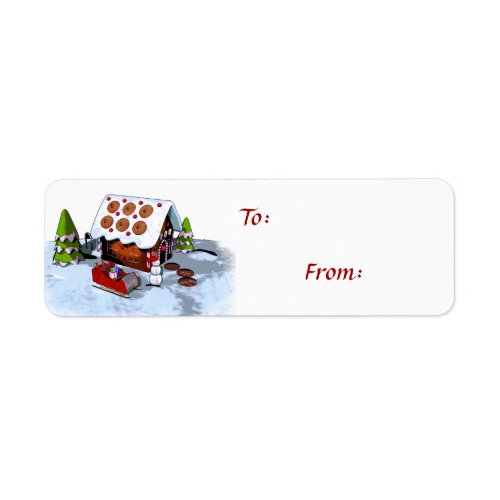 Gingerbread House Self_Stick Holiday Gift Tags