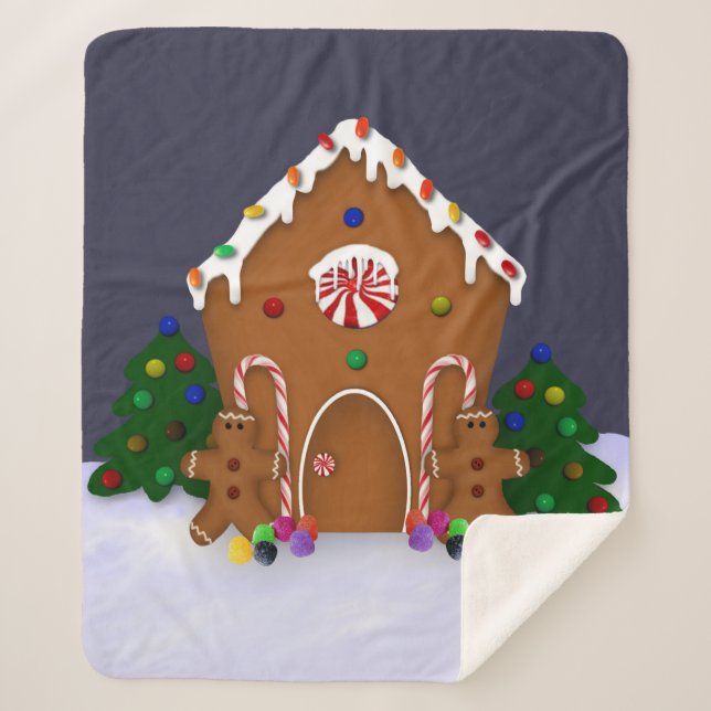 Gingerbread House  Sherpa Blanket (Front)
