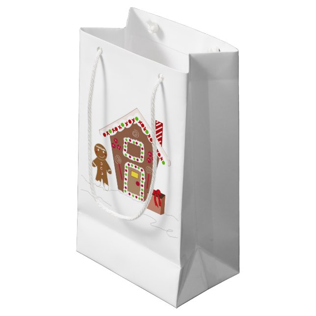 Gingerbread House Small Gift Bag (Front Angled)