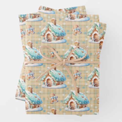 Gingerbread House Snow Gingerbread Baby Wrapping Paper Sheets
