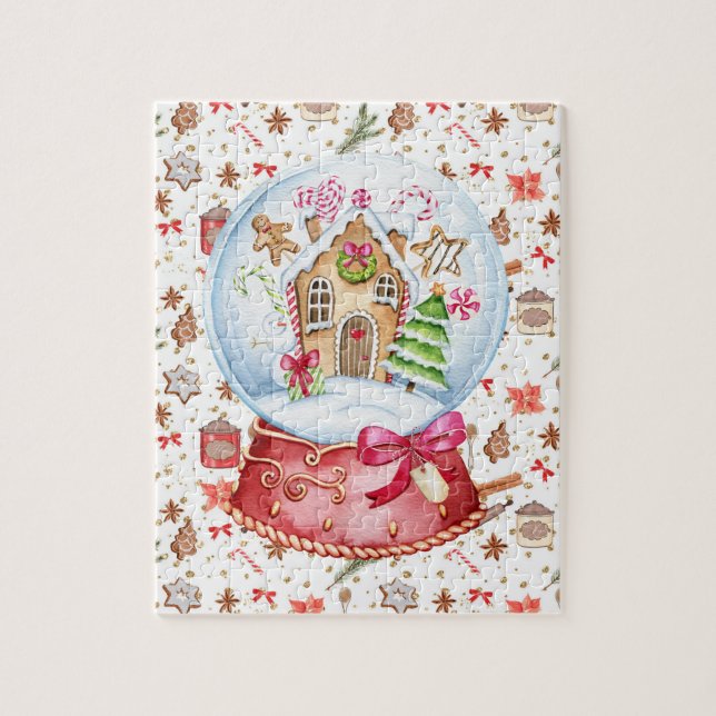 Gingerbread House Snow Globe Puzzle (Vertical)