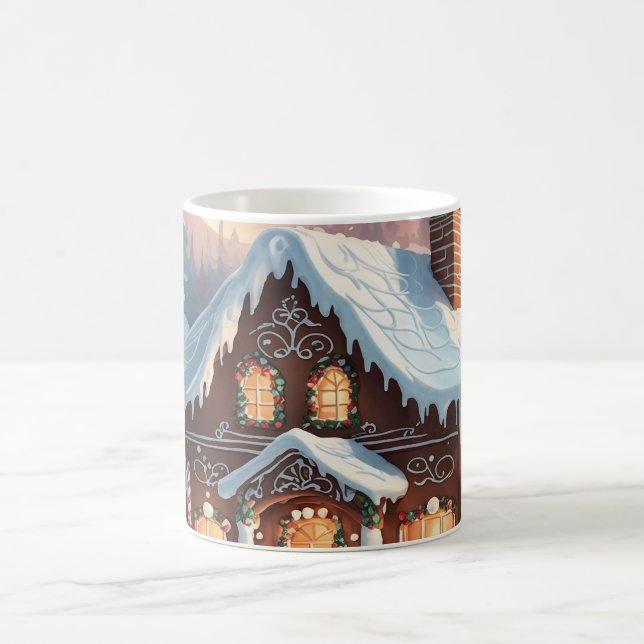 Gingerbread House Snowy Christmas Scene  Coffee Mug (Center)