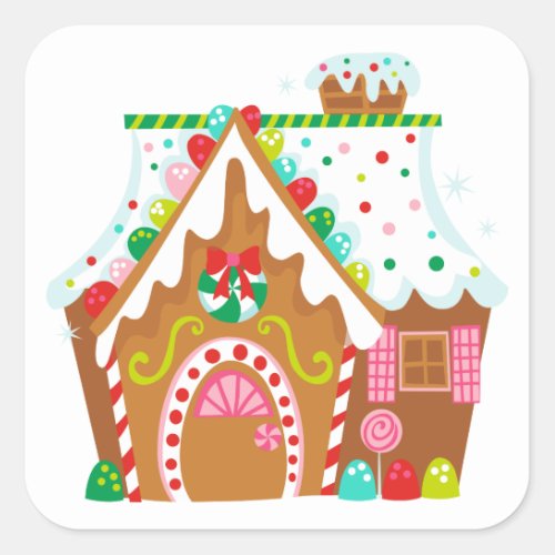 Gingerbread House Square Sticker