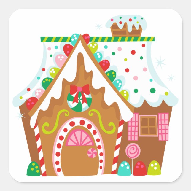 Gingerbread House Square Sticker (Front)
