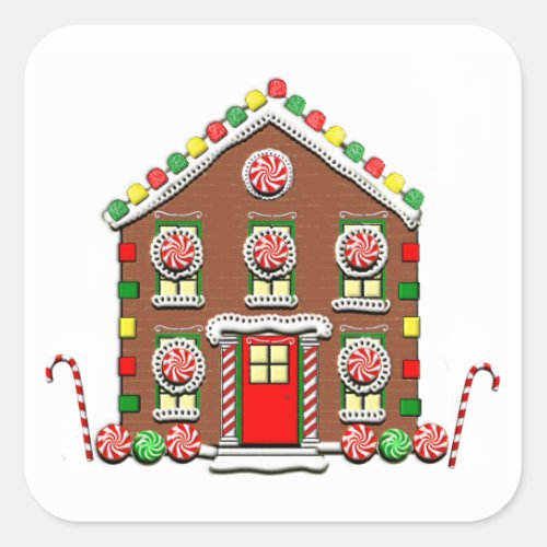 Gingerbread House Square Sticker