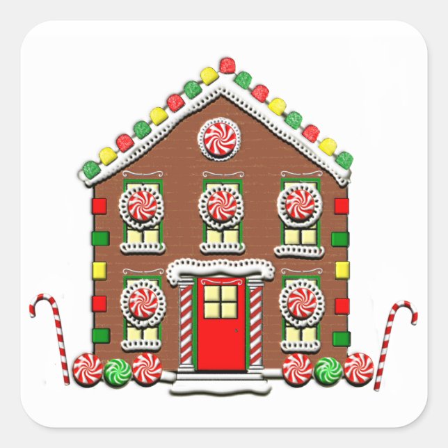 Gingerbread House Square Sticker (Front)