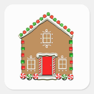 Gingerbread House Square Sticker