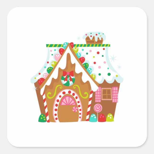 GINGERBREAD HOUSE SQUARE STICKER (Front)
