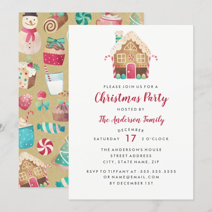 Gingerbread House Sweet Christmas Party Invitation | Zazzle