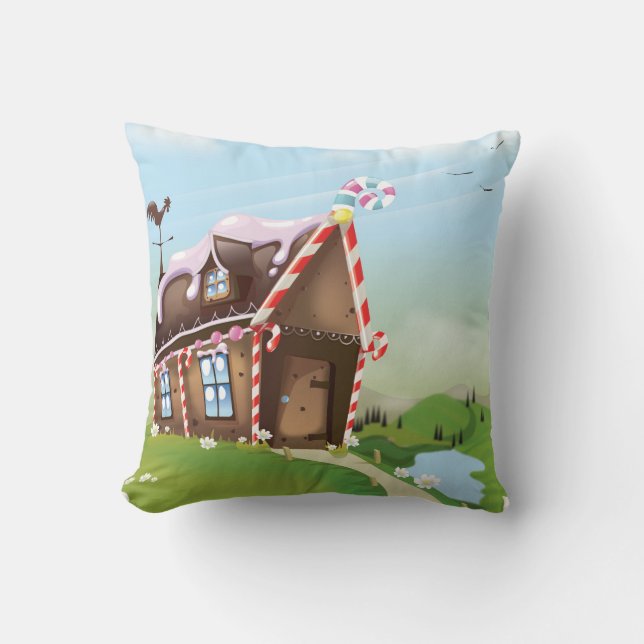Gingerbread house throw pillow (Front)