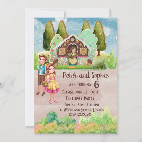 Gingerbread House twins birthday Invitation