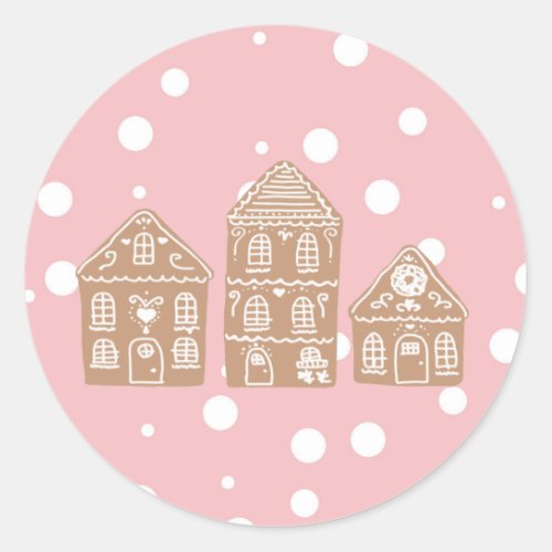 Gingerbread house village Classic Round Sticker