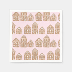 Gingerbread House Village Illustration Christmas Napkins