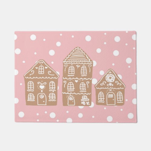 Gingerbread House Village Illustration Doormat