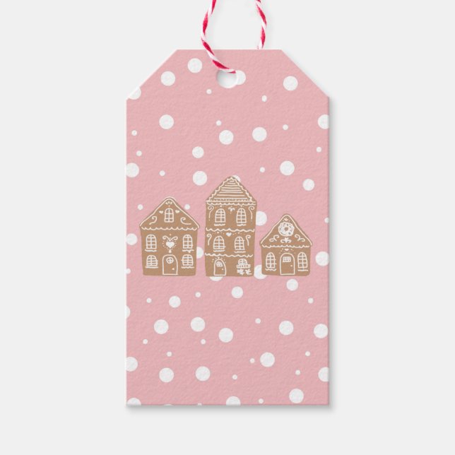 Gingerbread House Village Illustration Gift Tags (Front)