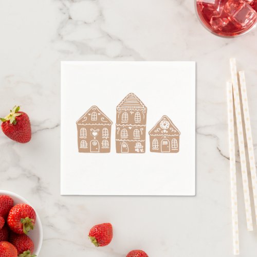 Gingerbread House Village Illustration Napkins