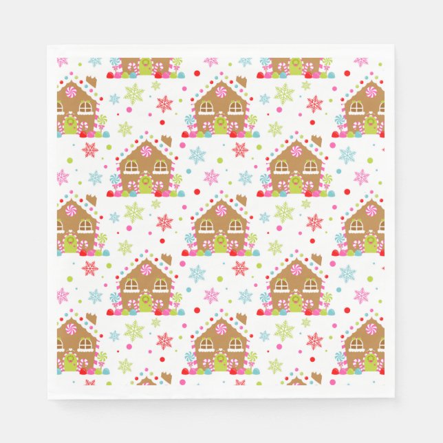 Gingerbread House – Whimsical Christmas Design Napkins (Front)