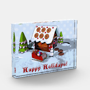 Gingerbread House Winter Scene Acrylic Block