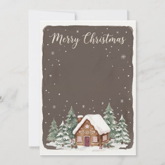 Gingerbread House Winter Scene Holiday Card