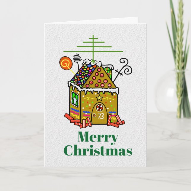 Gingerbread House with Antennas Christmas Card (Front)