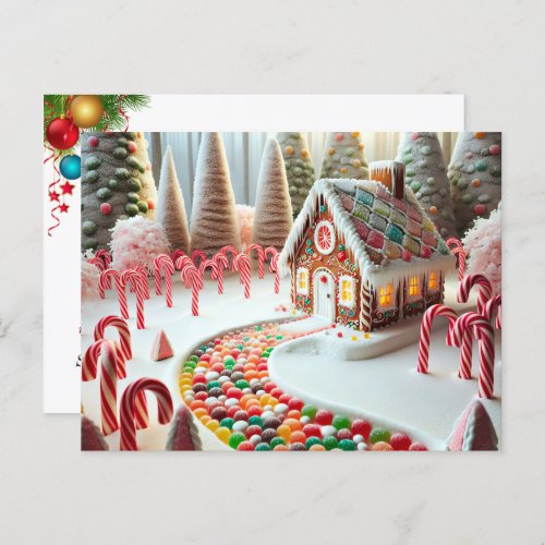 Gingerbread House With Candy Canes Postcard