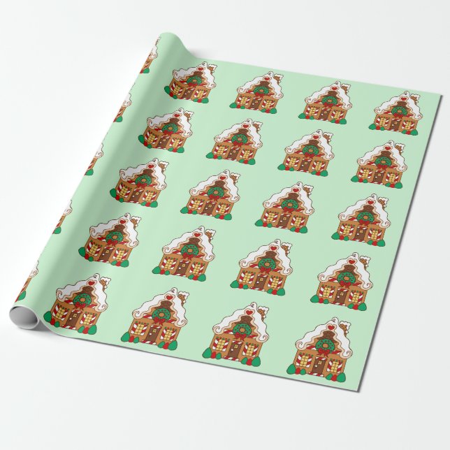 Gingerbread House Wrapping Paper (Unrolled)