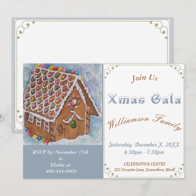 GINGERBREAD HOUSE XMAS GALA PARTY INVITATION (Front/Back)