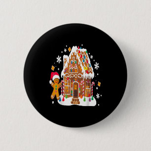 Gingerbread Houses And Snowflakes Sweet Christmas Button