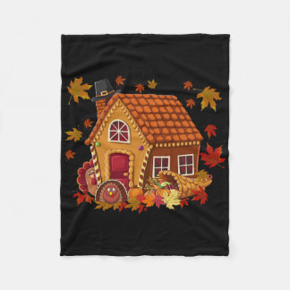 Gingerbread Houses Autumn Season Design Thanksgivi Fleece Blanket
