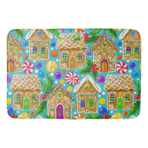 Gingerbread houses bath mat