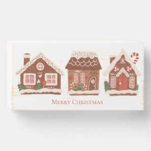 Gingerbread Houses Christmas Holiday Personalized Wooden Box Sign