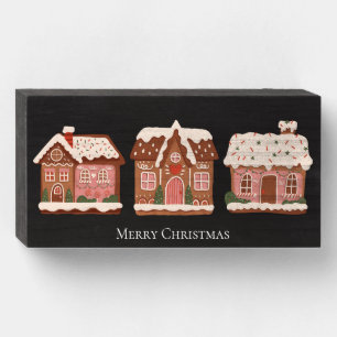 Gingerbread Houses Christmas Holiday Personalized  Wooden Box Sign
