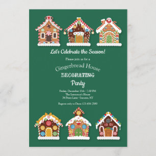 Gingerbread Houses Decorating Party Invitation