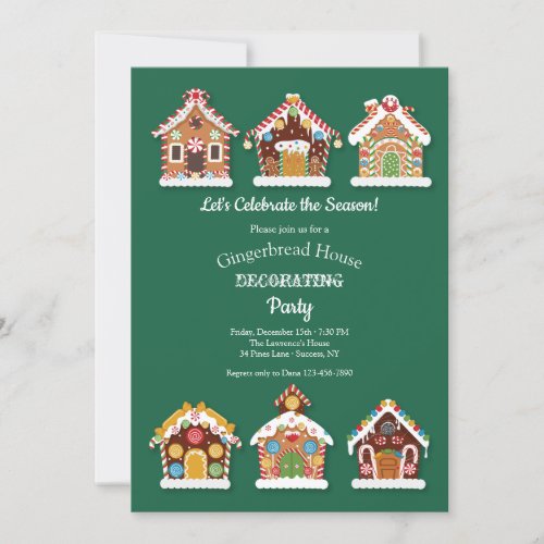 Gingerbread Houses Decorating Party Invitation