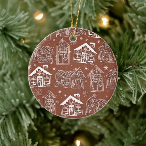 Gingerbread Houses in the Snow Tree Ornament
