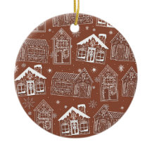 Gingerbread Houses in the Snow Tree Ornament
