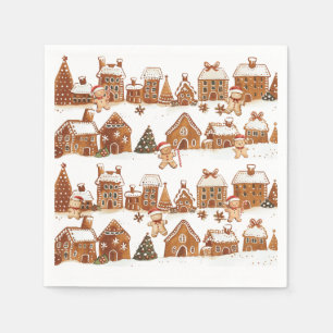 Gingerbread Houses Man Cookies Christmas Village Napkins