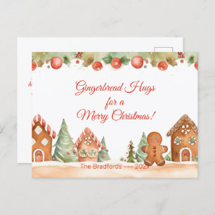 Gingerbread Hugs Christmas Postcard