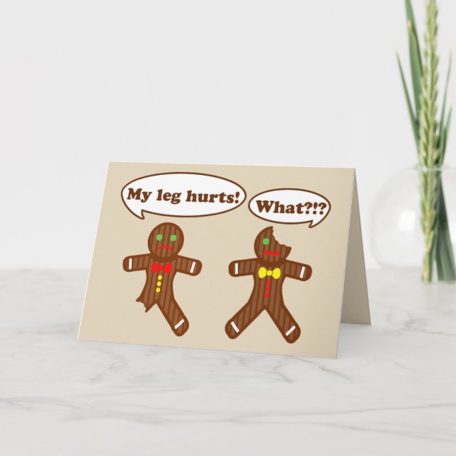 Gingerbread Humor Beige Holiday Card (Front)