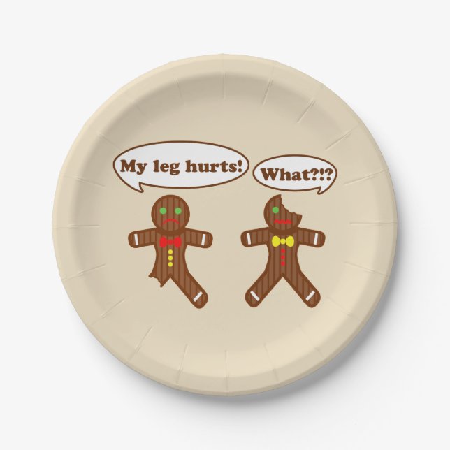 Gingerbread Humor Christmas Paper Plates (Front)