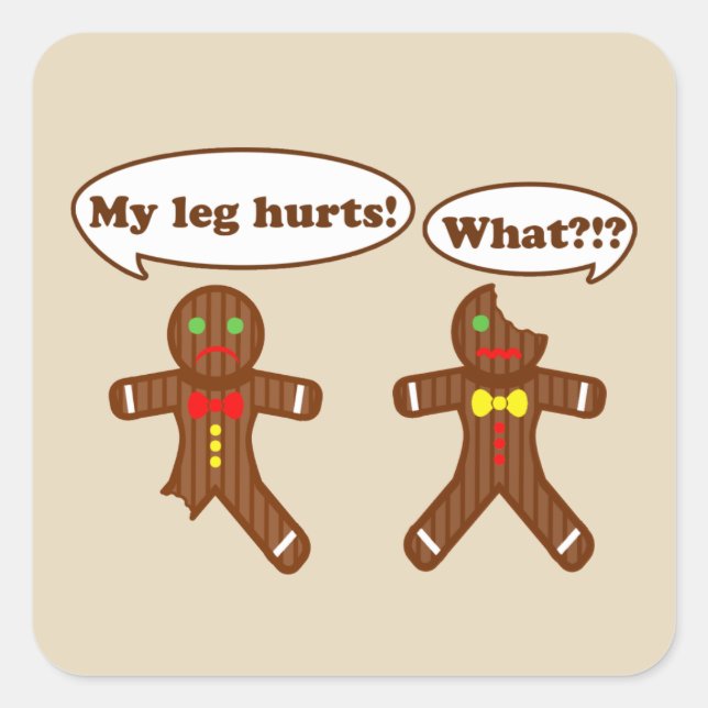 Gingerbread Humor Drawing Square Sticker (Front)
