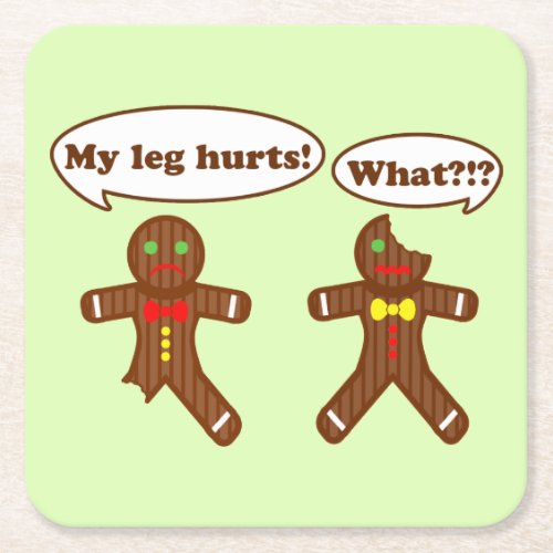 Gingerbread Humor Square Paper Coaster