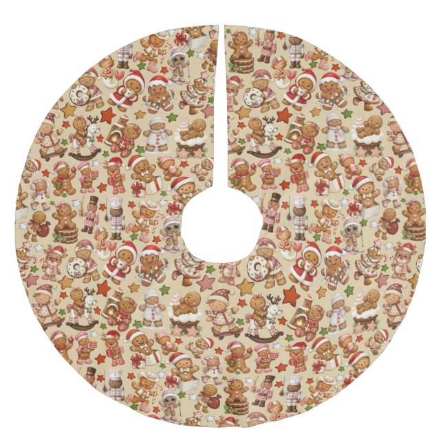 Gingerbread Joy Christmas Tree Skirt (Front)