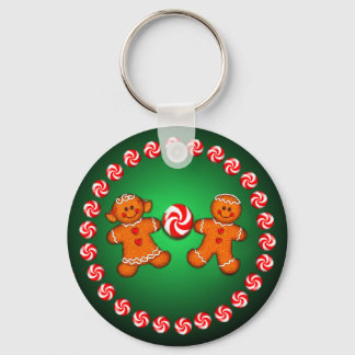 GINGERBREAD KIDS & CANDY by SHARON SHARPE Keychain