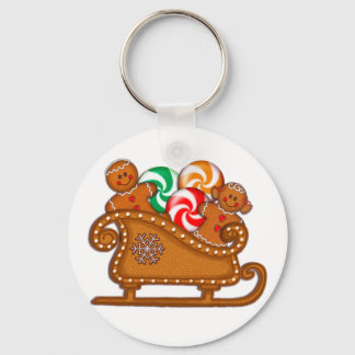 GINGERBREAD KIDS,COOKIES & SLEIGH by SHARON SHARPE Keychain