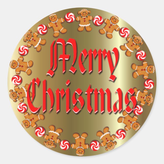 GINGERBREAD KIDS WREATH by SHARON SHARPE Classic Round Sticker (Front)