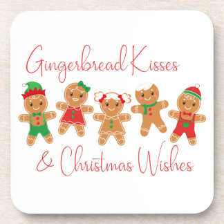 Gingerbread Kisses & Christmas Wishes Beverage Coaster