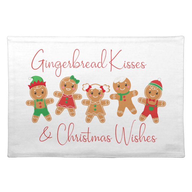 Gingerbread Kisses & Christmas Wishes Cloth Placemat (Front)