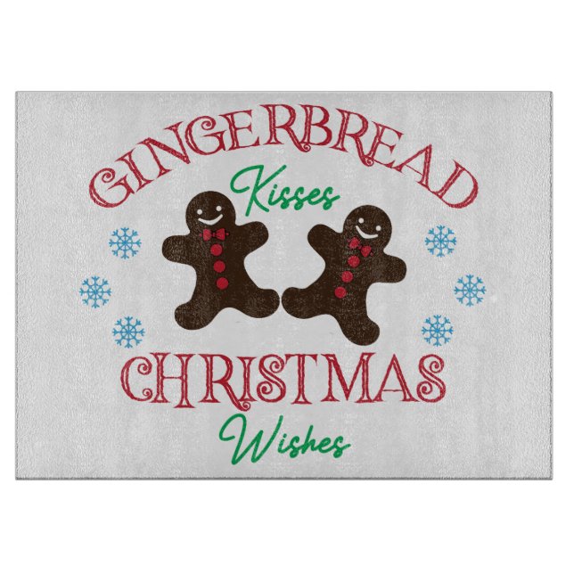Gingerbread Kisses Christmas Wishes Cutting Board (Front)